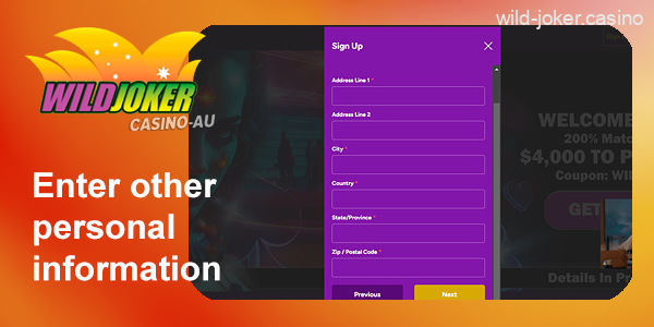 Enter other personal information